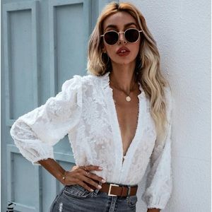 White Sheer Blouse Sz M